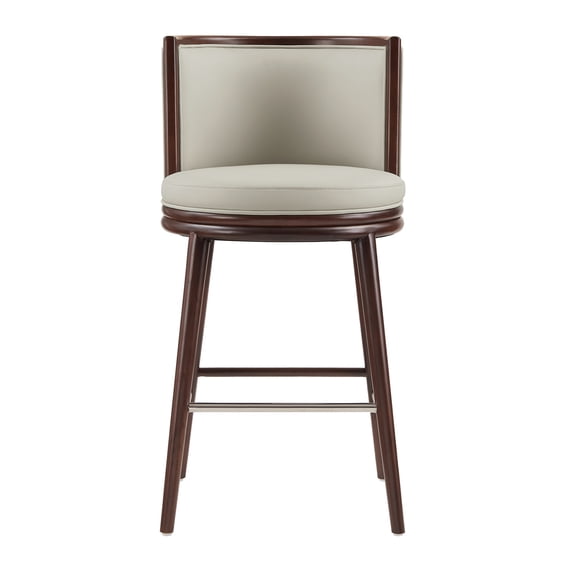 Modern Leatherette Barstool with Backrest for Kitchen and Bar Use, Upholstered Seat with Stainless Steel Footrest, Solid Beech Wood Frame, Commercial Grade, No Assembly Required
