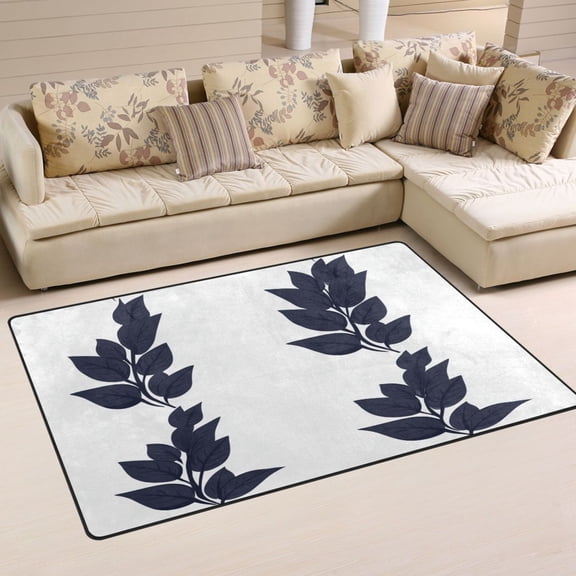Modern Leaves Pattern Design Soft Polyester Area Rug 31''x20'', Non Slip, Memory Foam, Water Absorbent