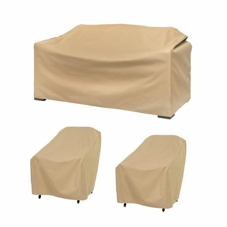 Modern Leisure® Basics Conversation Set, 2 Patio Chairs & 1 Loveseat Cover, Khaki
