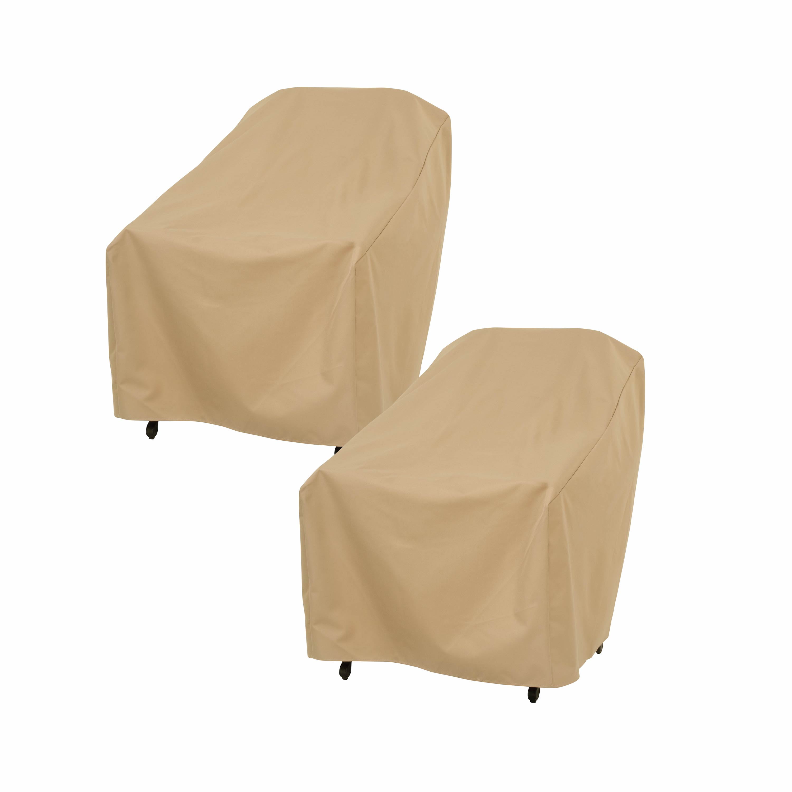 Khaki Weather-Resistant Patio Chair Covers, 27" x 34" x 31", Set of 2