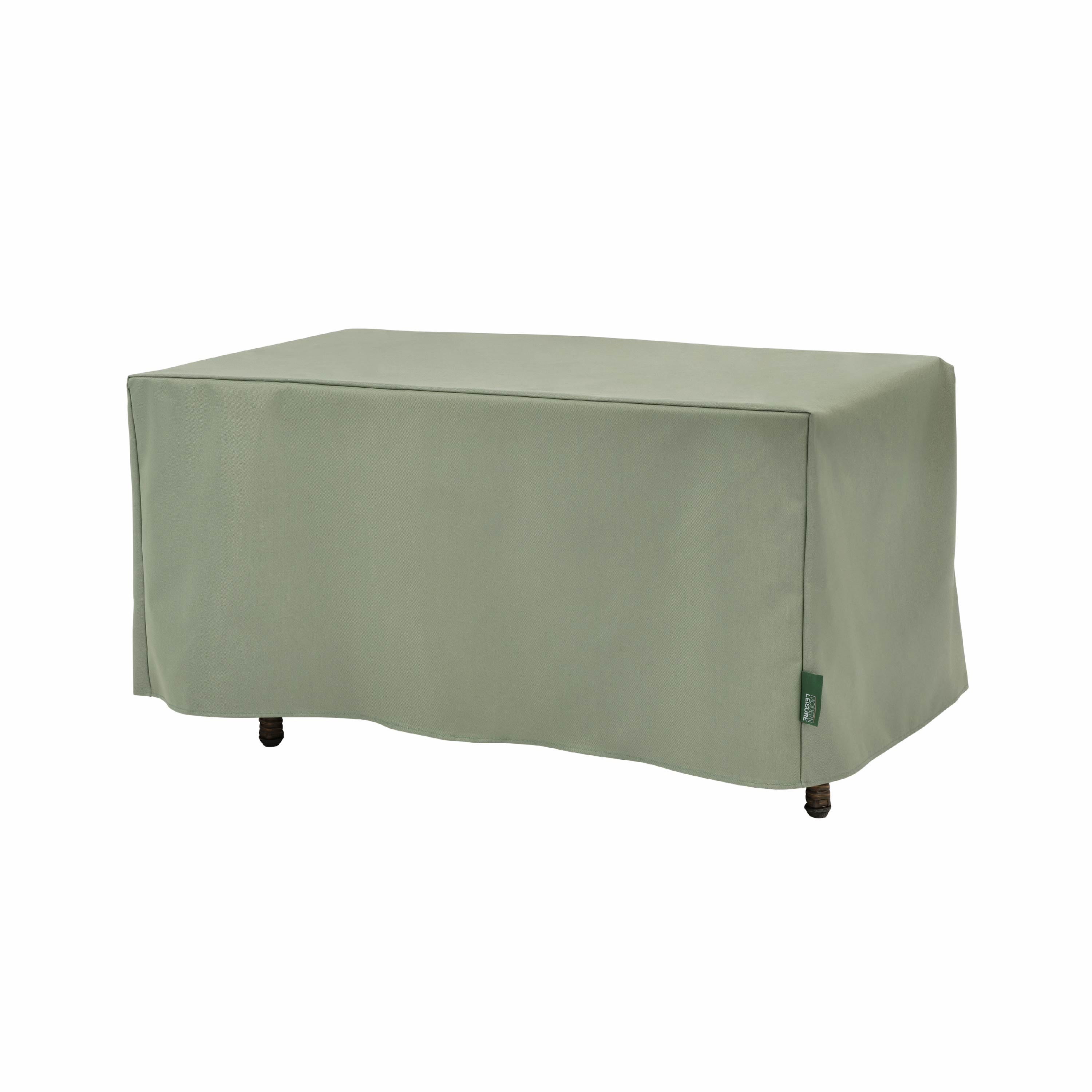Modern Leisure Basics Patio Ottoman/Coffee Table Cover, 37"L x 22"W x 17"H, Sage Green