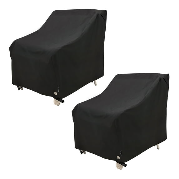 Modern Leisure Black Diamond Patio Lounge/Club Chair Cover, Waterproof, 35"L X 38"W X 31"H, Black, 2 Pack