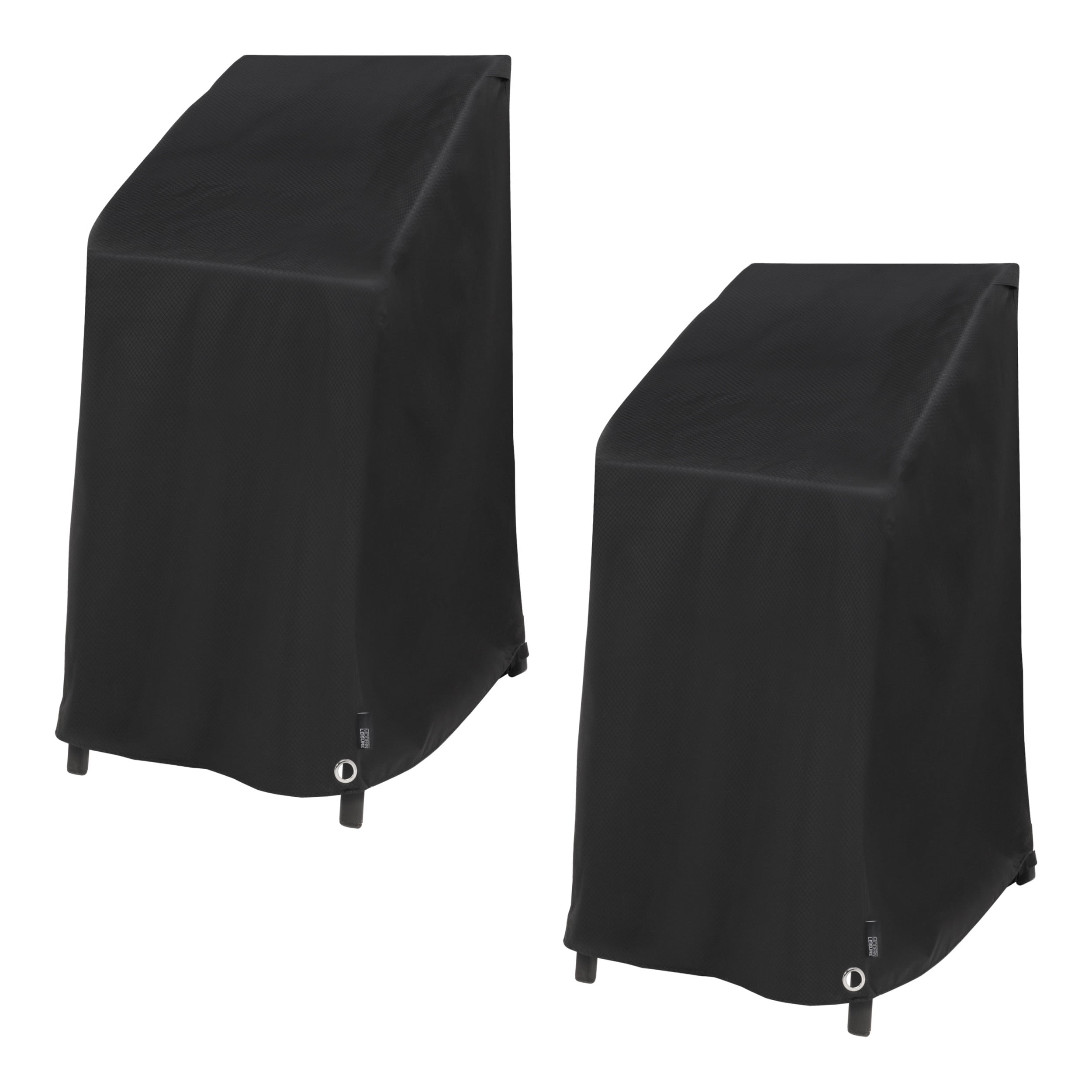 Black Waterproof Stackable High Back Patio Chair Covers, 27" x 27" x 49", 2-Pack