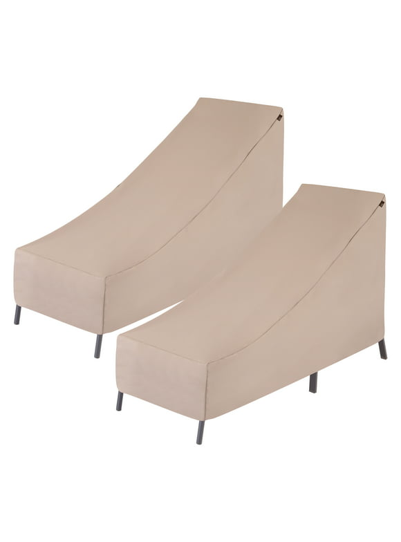 Modern Leisure Chalet Patio Chaise Lounge Cover, 2-Pack, 65"L X 28"W X 29"H, Beige