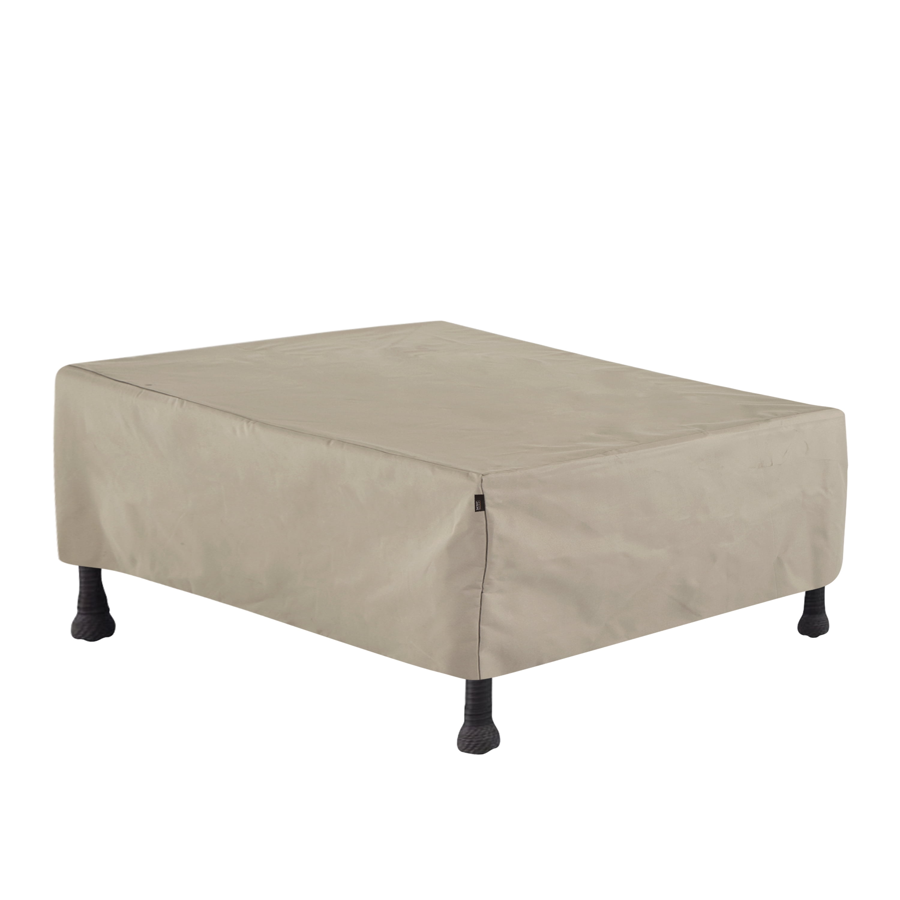 Heavy Duty Black Patio Ottoman Cover with Elastic Hem