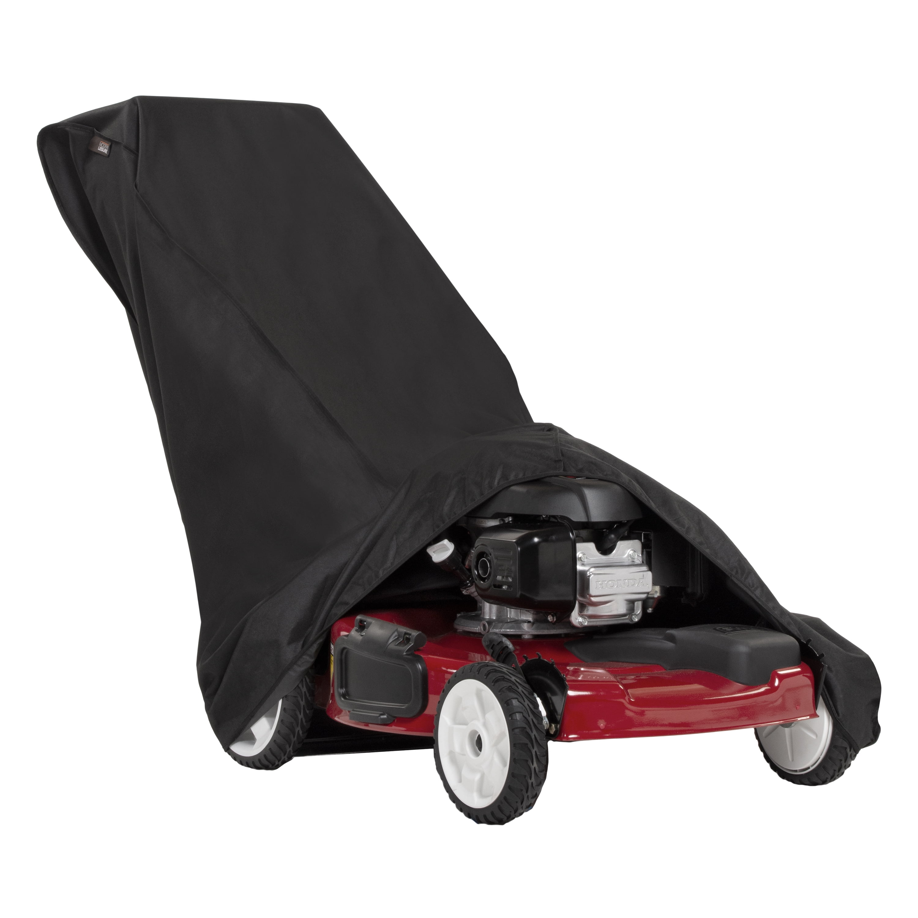 Black Weather-Resistant Push Lawnmower Cover with Adjustable Straps
