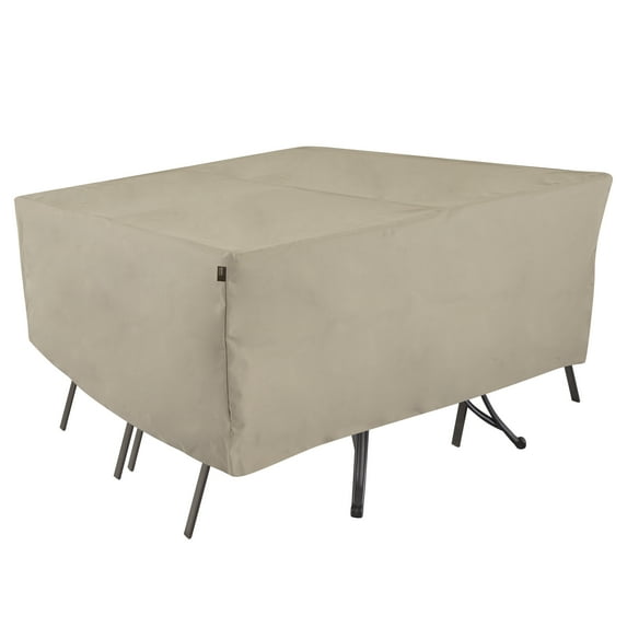 Modern Leisure Chalet Rect/Oval Patio Table & Chair Set Cover, 80"L x 60"W x 30"H, Beige