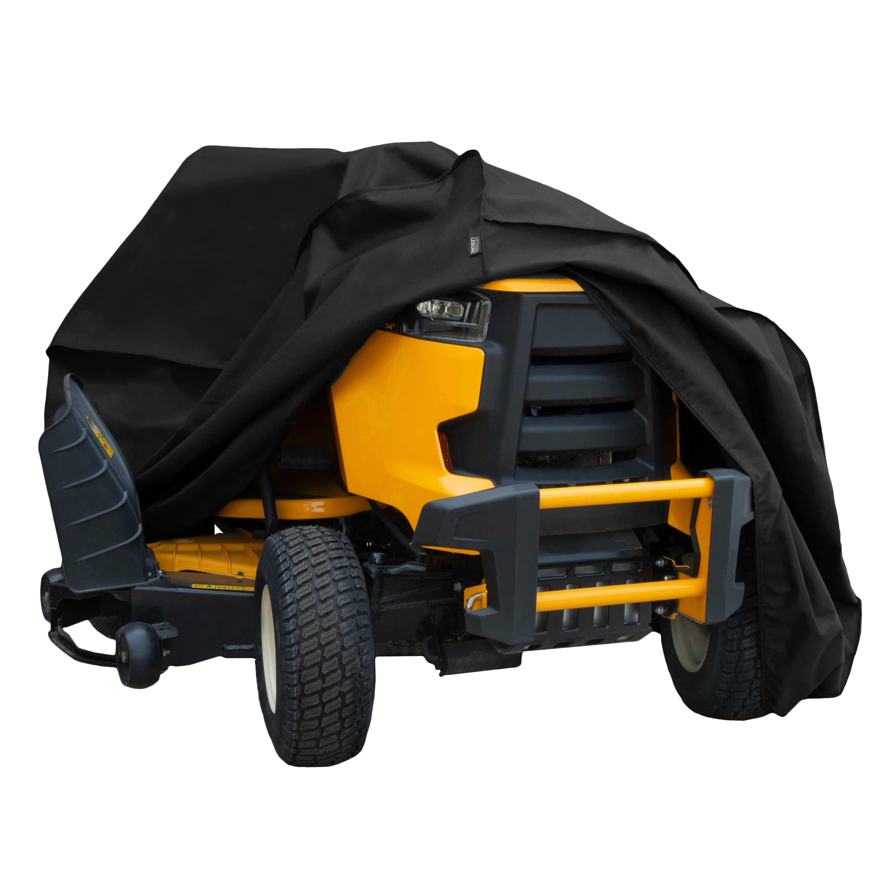 Modern Black Weather-Resistant Lawnmower Cover with Adjustable Straps
