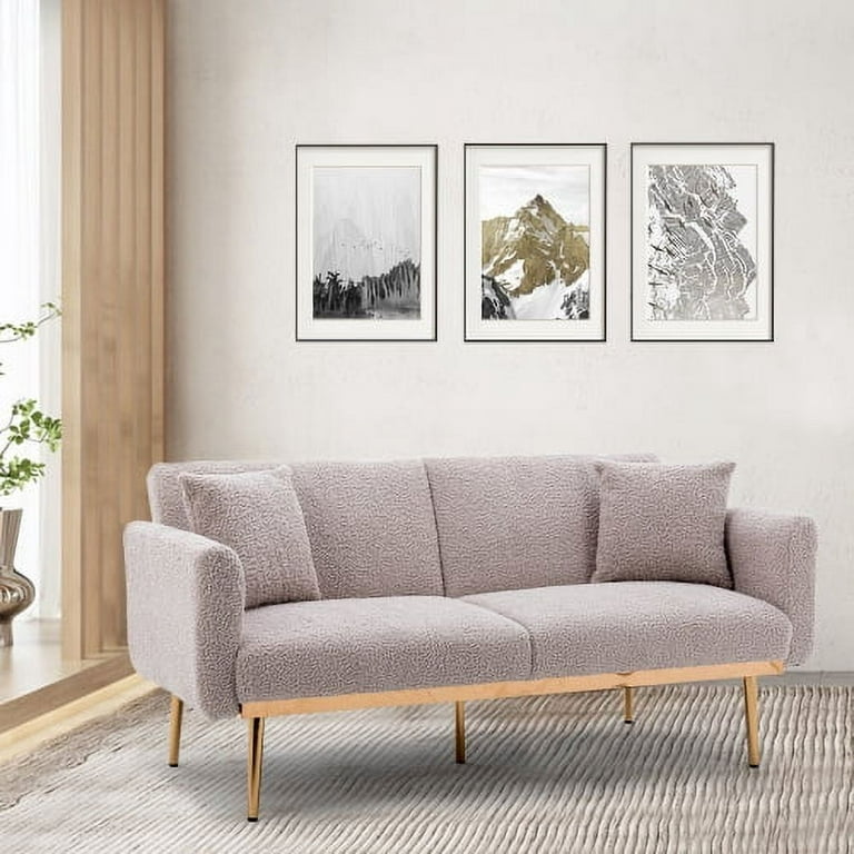 Sobaniilo 47 Small Modern Loveseat Sofa, Mid Century Linen Fabric 2-Seat  Sofa Couch Tufted Love Seat with Back Cushions and Tapered Wood Legs for