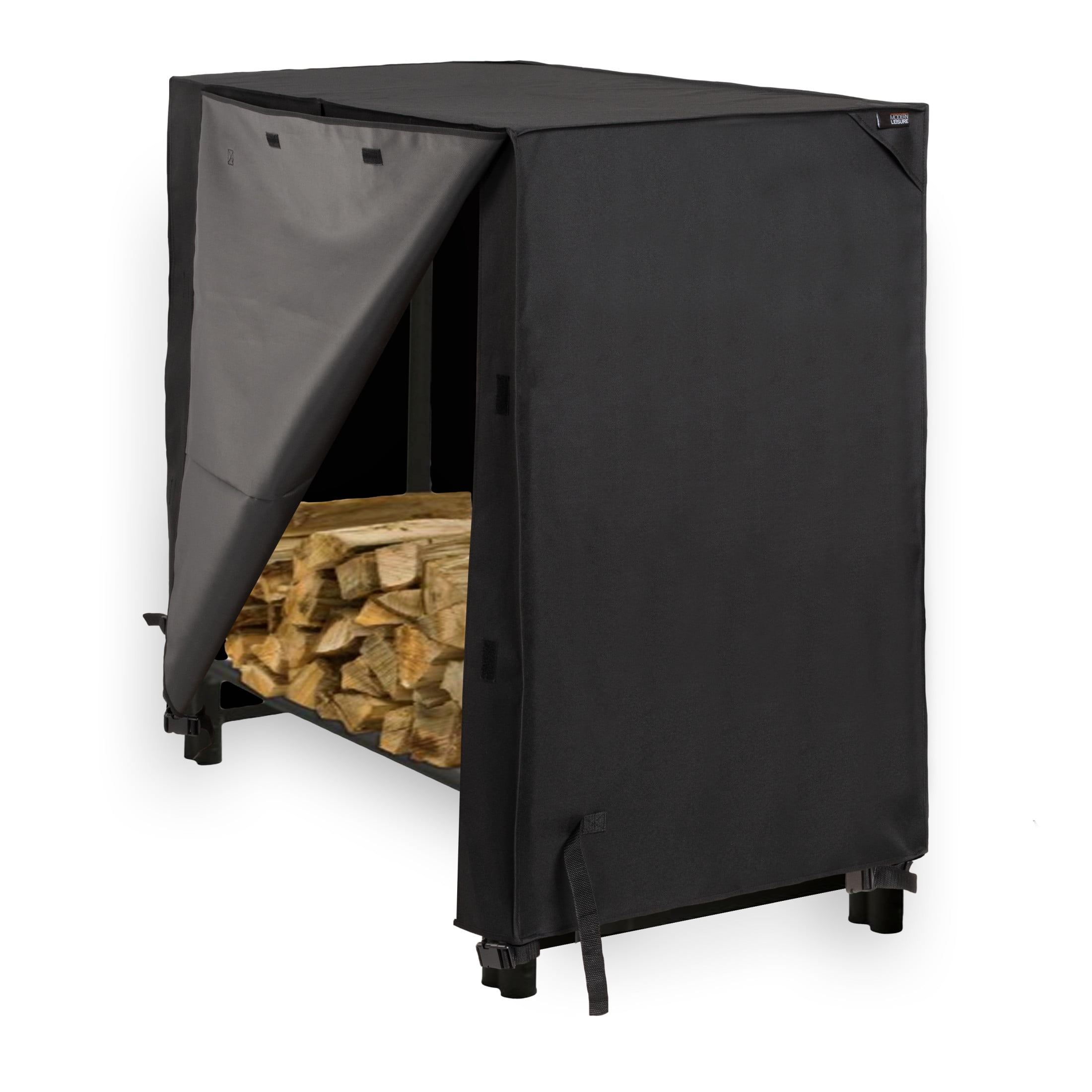Modern Leisure Monterey 4 Feet Outdoor Log Rack Cover, 48" L x 24" W x 42" H, Black