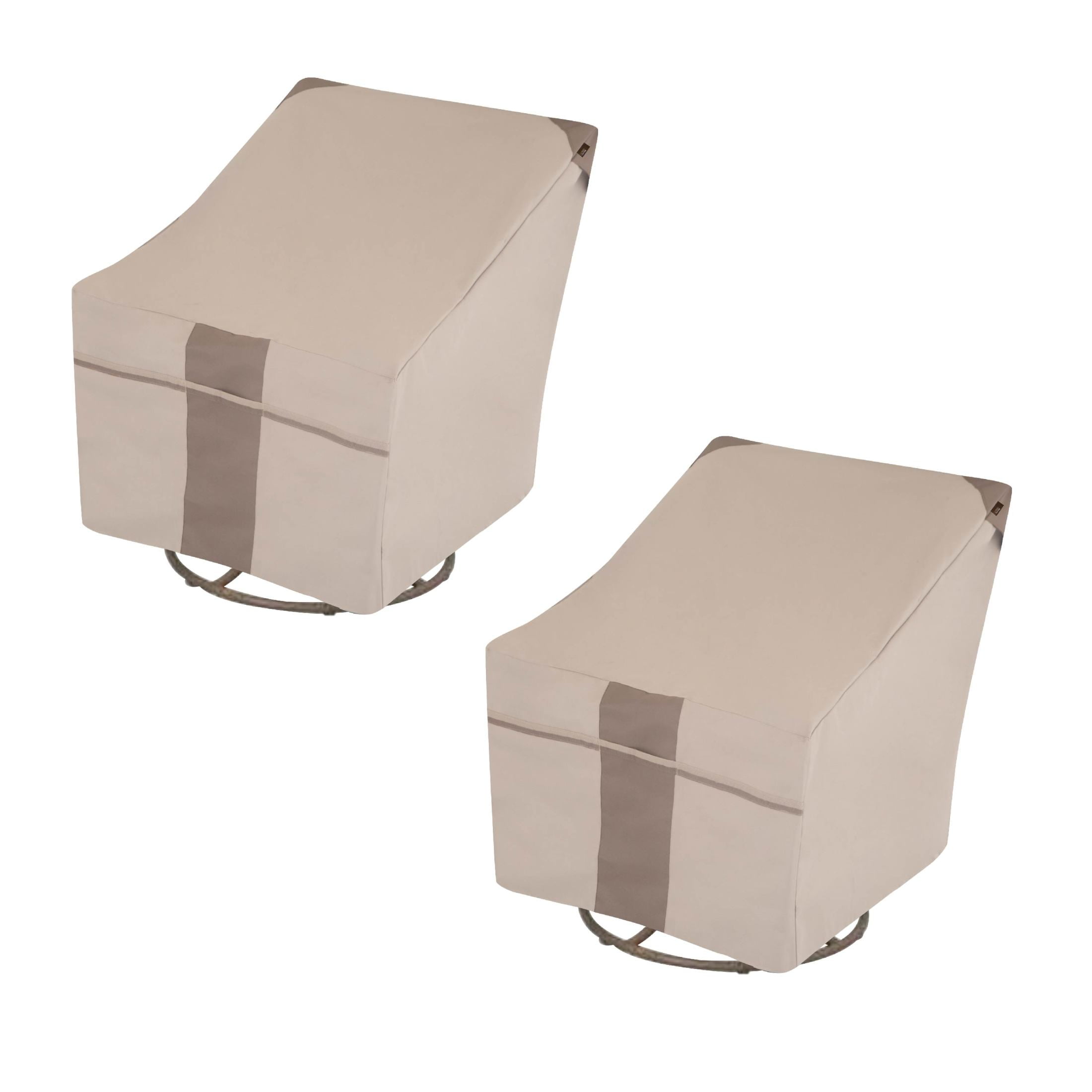 Beige Heavy-Duty Weather-Resistant Patio Swivel Lounge Chair Cover Set