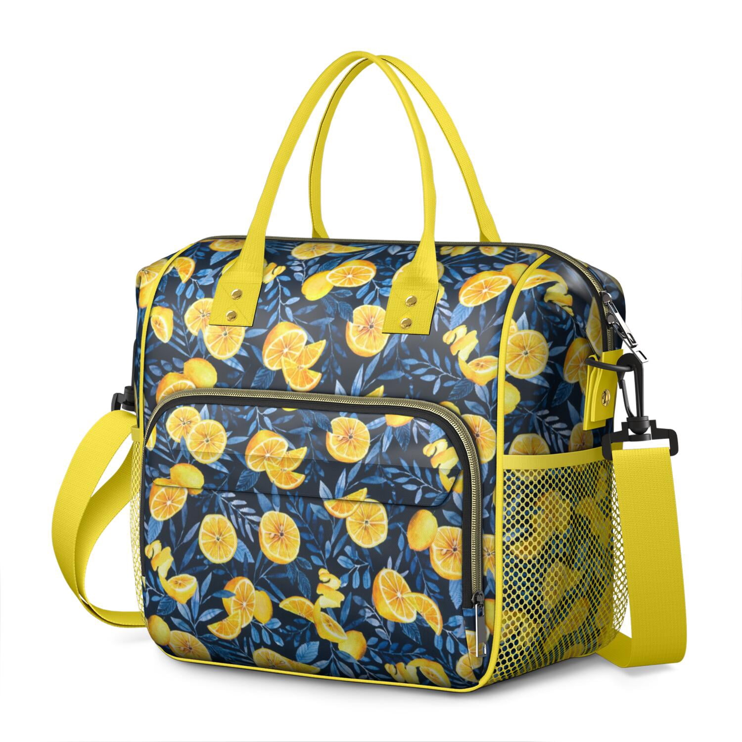 Modern Lemon & Floral Insulated Tote Bag - 100% Leakproof Thermal Lunch Box for Office Workers, Students, Fitness Enthusiasts