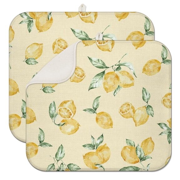 Modern Lemon Lover Dish Drying Mat – Stylish Microfiber Spill Mat with Bold Lemon Design, Foldable, Reversible Coffee Mat for Kitchen or Coffee Bar