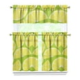 thumbnail image 1 of Modern Lemon Print Kitchen Curtains Set - Fresh Spring Floral Tier Curtains, Rod Pocket Design, 1 of 5