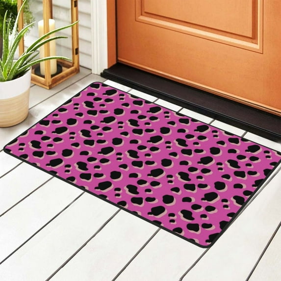 Modern Leopard Fashion Pastel Rugs Doormat, Non-Slip Machine Washable Carpets Floor Door Mat , 36" x 24"