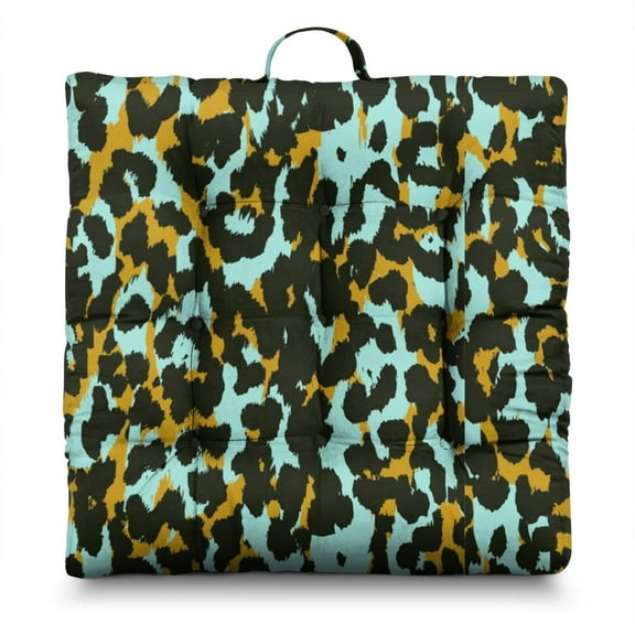Modern Leopard Print Cushion – 22x22 Inch Large Pillow, Dutch Velvet, Abstract Animal Pattern (Chic Black & Gold Spots for Contemporary Spaces)