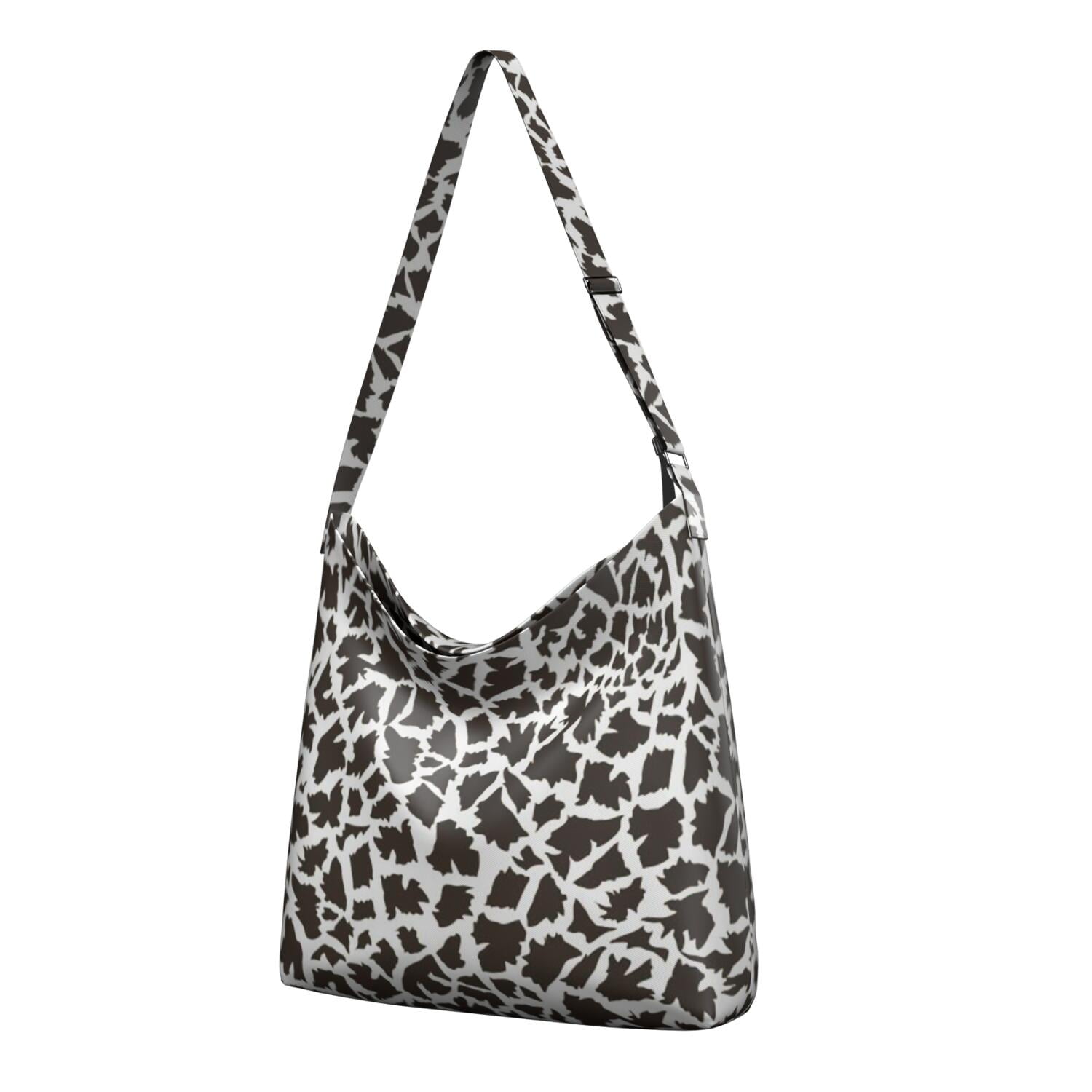 Leopard Print Convertible Shoulder Bag - Gray/Black Luxe North South Bag: Grey Leopard – Quilted Koala main image 4