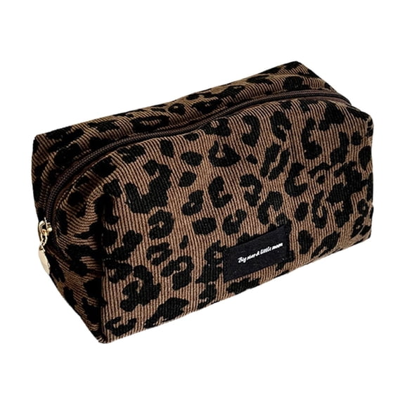 Modern Leopards Print Makeup Case Spacious Design Practical Polyester Women Travel Friendly
