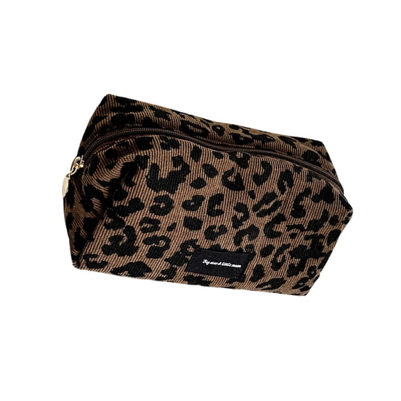 Modern Leopards Print Makeup Case Spacious Design Practical Polyester Women Travel Friendly