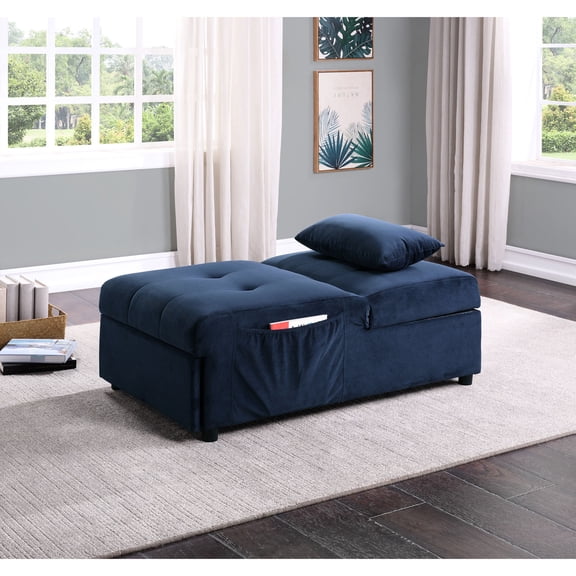 Modern Lift Top Bench | Turns into Chair, Pull - out Bed with Storage | Velvet Fabric, Solid Wood Base | Meets Space and Organization Requirements