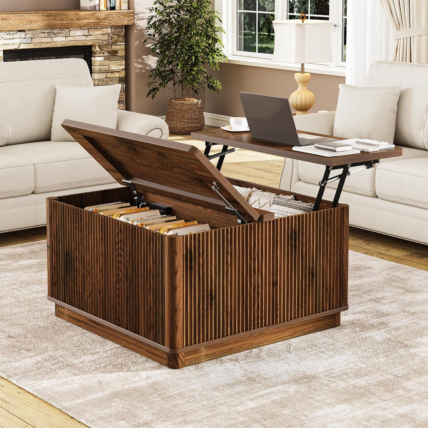 Modern Lift Top Coffee Table with Storage, Square Coffee Tables with ...