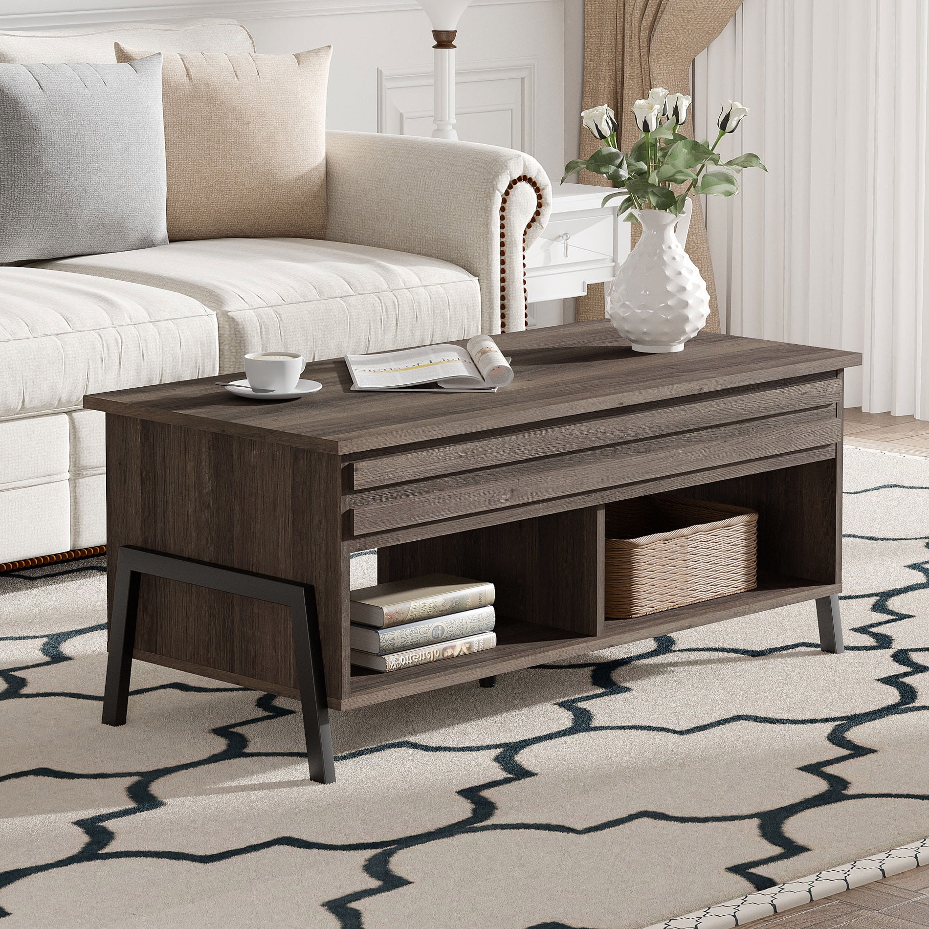Lift Top Coffee Table - Adjustable Height & Storage - Walmart.com
