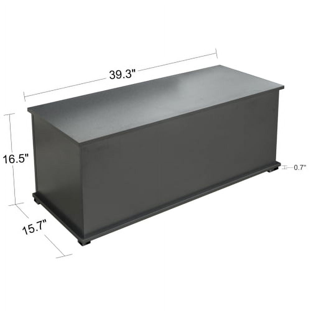 Modern Lift-Top Storage Chest Trunk for Entryway, Wood Bench Toy Box Organizer with 2 Safety Hinges for Living Room Bedroom Black