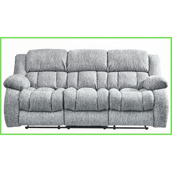 Modern Light Gray Polyester Reclining Sofa with Padded Arms & Chaise - Ideal for Living Rooms