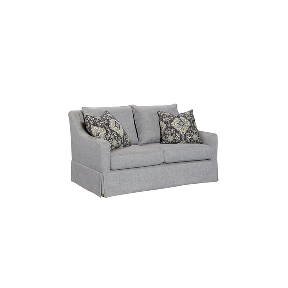 Modern Light Gray Upholstered Loveseat Sofa with Reversible Cushions and Decorative Pillows