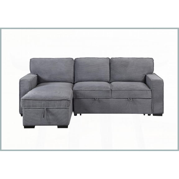 Modern Light Grey Polyester Pull-Out Sofa Bed with 2 Cup Holders for Living Room