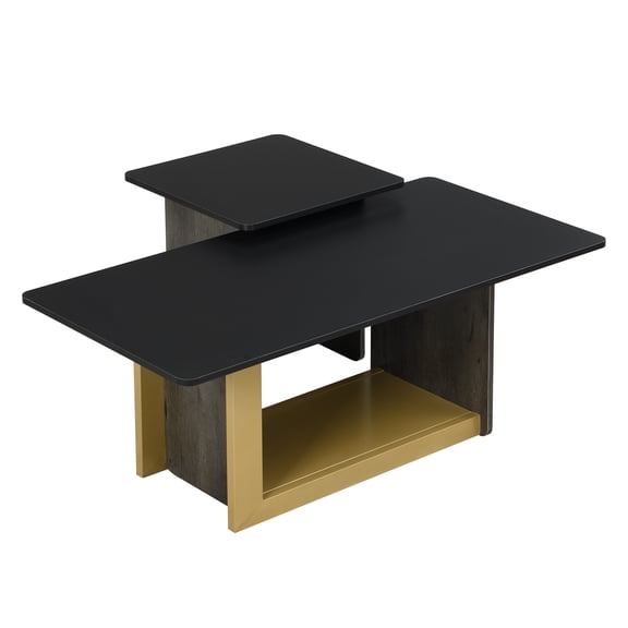 Modern Light Luxury 2-Piece Coffee Table Set with Spacious Square Tops