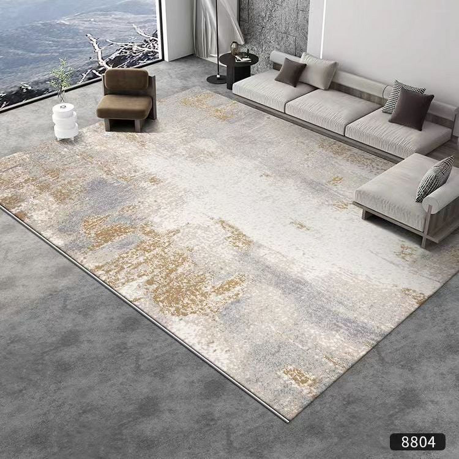 Modern Light Luxury Big Carpet for Living Room Black and White Gold ...
