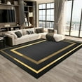 thumbnail image 1 of Modern Light Luxury Black Gold Frame Area Rug For Bedroom, Washable Living Room Rug, Soft Accent Rugs For Entryway, Non-Slip Non-Shedding Low-Pile Floor Carpet 4' x 6', 1 of 6