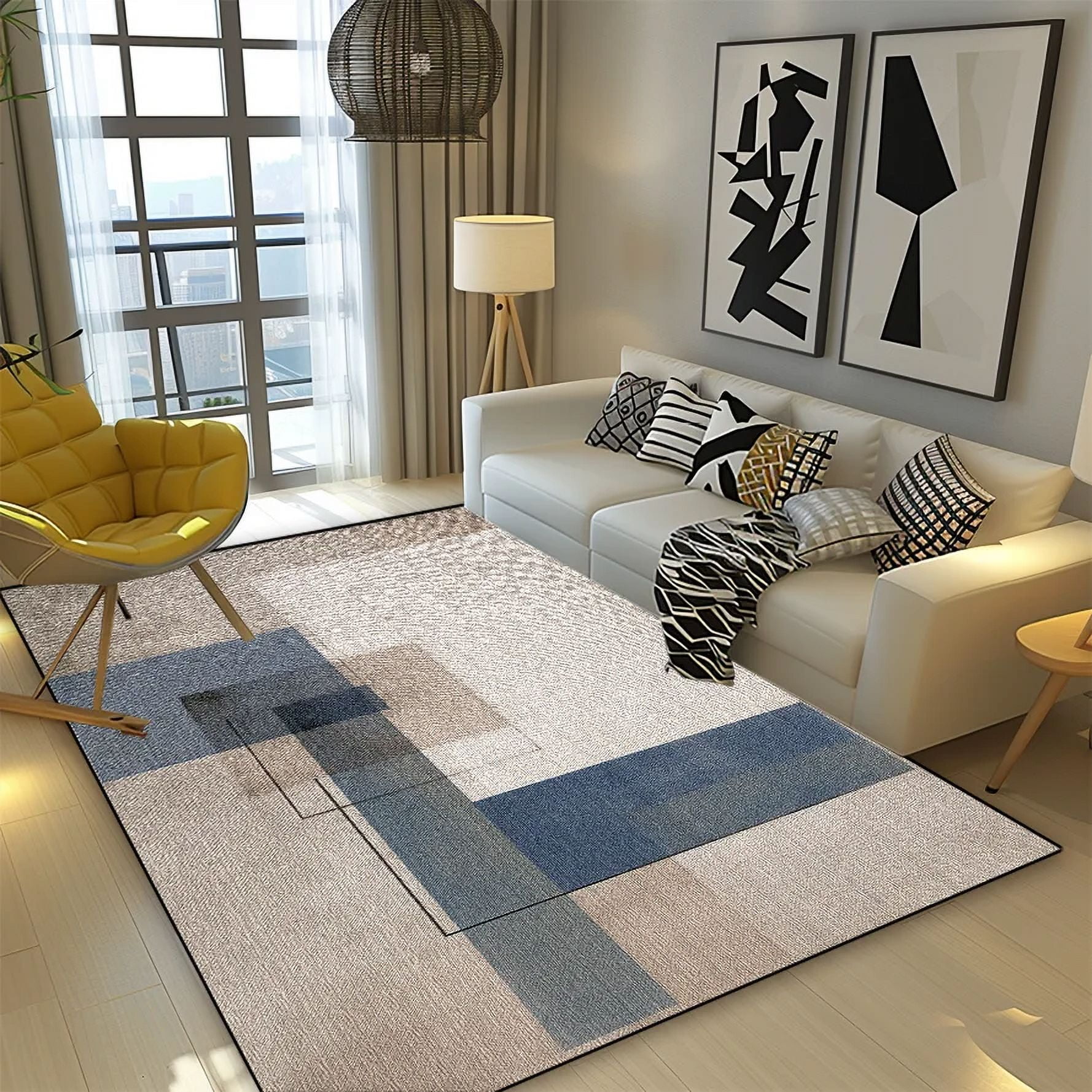 Modern Light Luxury Blue Carpet Nonslip Living Room r Bedroom Bedside