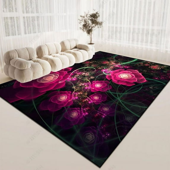 Modern Light Luxury Carpets Flower 3D Rug for Bedroom Large Floor Mat Living Room Sofa Non-slip Carp