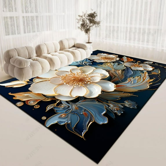 Modern Light Luxury Carpets Flower 3D Rug for Bedroom Large Floor Mat Living Room Sofa Non-slip Carp