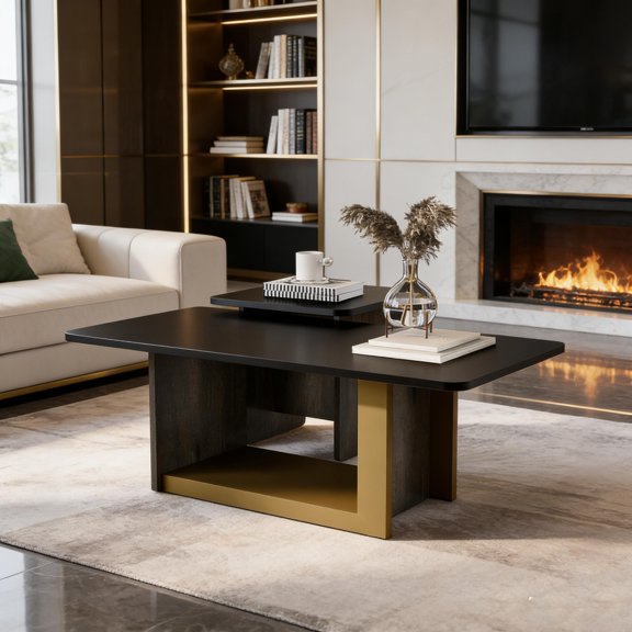 Modern Light Luxury Coffee Table Set of 2, Small Square Coffee End Table with Spacious Top, Center Table for Living Room, Nesting Tables with Elegant Design