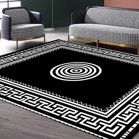Modern Light Luxury Large Living Room Carpet Black Geometric Rug for Office Antiskid Customizable Room ration Home Mats 러그