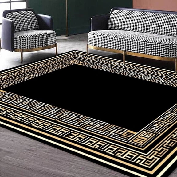 Modern Light Luxury Large Living Room Carpet Black Geometric Rug for Office Antiskid Customizable Room ration Home Mats 러그