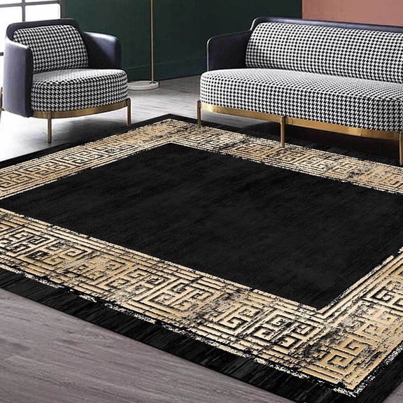 Modern Light Luxury Large Living Room Carpet Black Geometric Rug for Office Antiskid Customizable Room ration Home Mats 러그