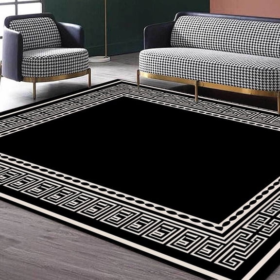 Modern Light Luxury Large Living Room Carpet Black Geometric Rug for Office Antiskid Customizable Room ration Home Mats 러그