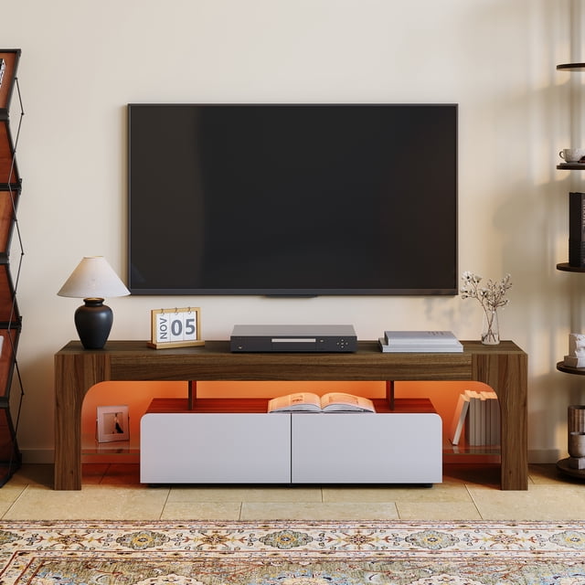 Modern Lighting TV Stand for 50 55 60 65 70 75 Inch TVs, TV Console ...