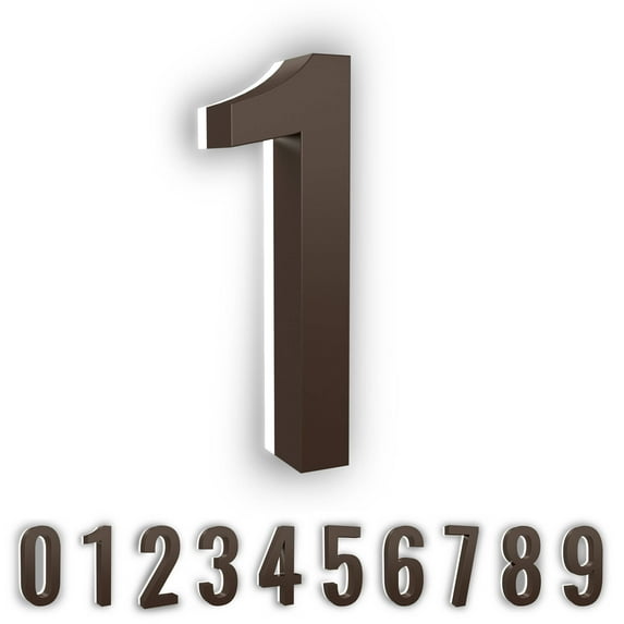5-Inch LED Backlit Address Number for House - Waterproof Outdoor Stainless Steel Sign, 6000K Bright White Light, 12V Powered, Mounting Plate Sold Separately (Bronze, Number 1)