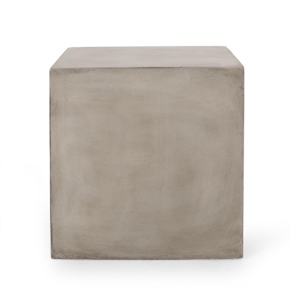 Modern Lightweight Concrete Cube Side Table For Patio Or Living Room