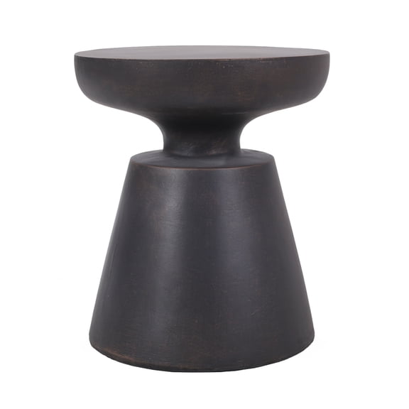 Modern Lightweight Concrete Outdoor End Table, Copper Finish