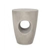 Modern Lightweight Concrete Outdoor Side Table, Round Drum Accent Table for Patio, Backyard & Poolside