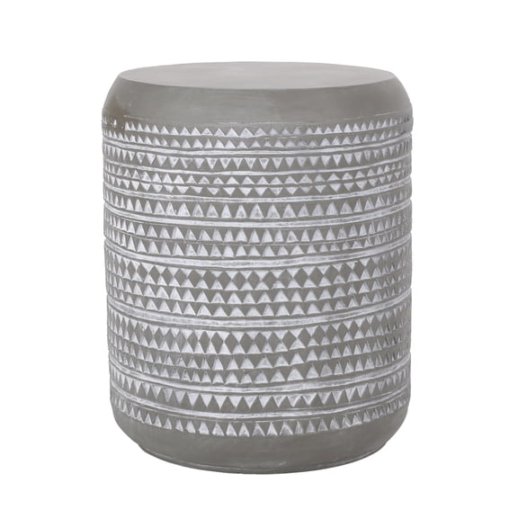 Modern Lightweight Concrete Side Table With Triangular Cutout For Indoor Outdoor Use, 15.5 Inch Accent Table
