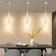Modern Linear Pendant Light for Kitchen Island, LED Hanging Light Fixture with Bubble Acrylic, 3 Color 3000K/4500K/6500K, Mini Ceiling Chandelier Lighting for Dining Room, Bedroom, Hallway