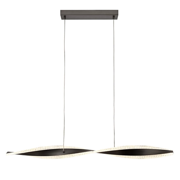 Claxy Modern Linear LED Pendant Light Brownish Gold 3000K Warm White Wave Chandelier No Flicker Hanging Pendant Light for Kitchen Island Dining Room Living Room