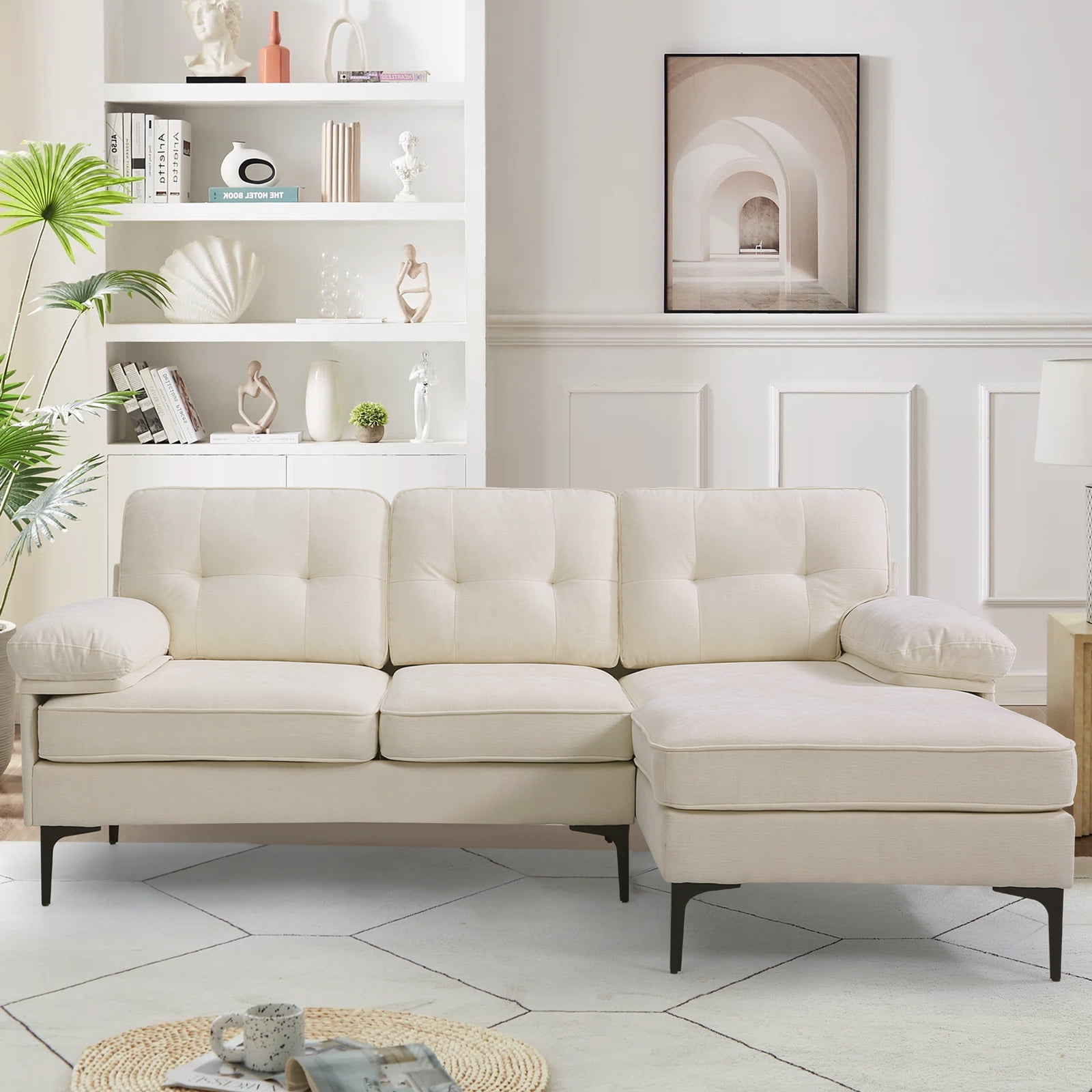 Cream l on sale shaped sectional